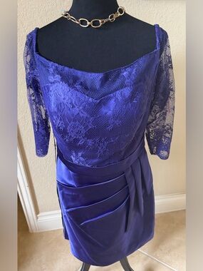 Elegant Purple Lace and Satin Cocktail Dress